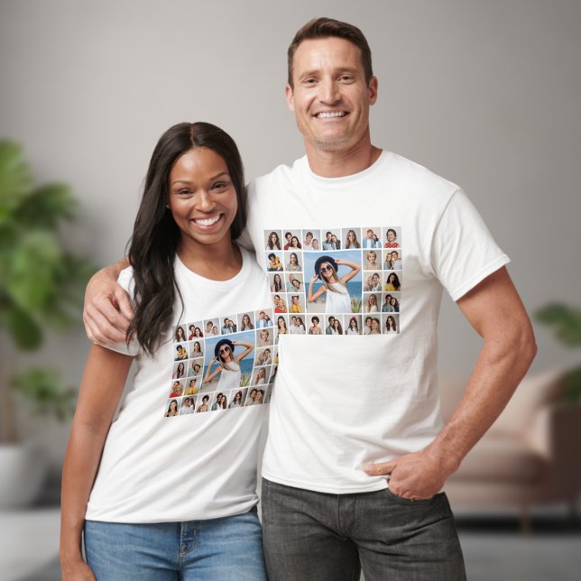 Skapa din egen Anpassningsbar 27 Photo Collage Uni T Shirt (27 Photo Collage Unisex T-shirt)