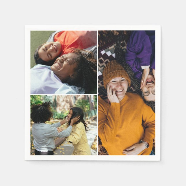 Skapa din egen Anpassningsbar 3-fotokollage Pappersservett (Framsidan)