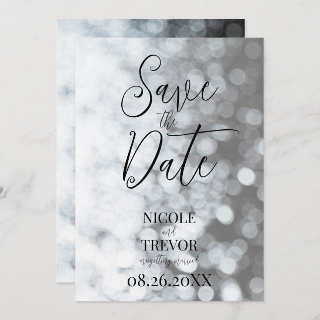 Skapa din egen Anpassningsbar B&W Ombre Bokeh Spara Datumet (Fram/baksida)