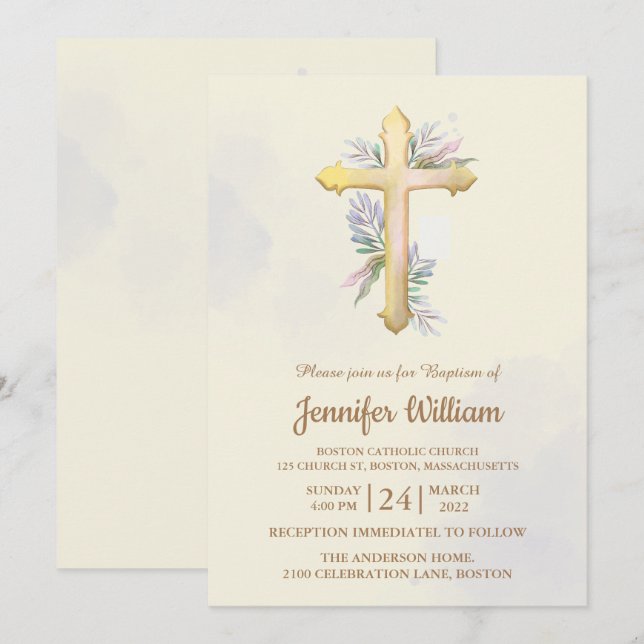 Skapa din egen Anpassningsbar Baptism Inbjudningar (Fram/baksida)