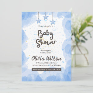 Skapa din egen Anpassningsbar Blue Baby Shower Inbjudningar
