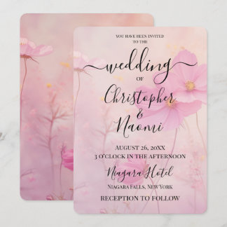 Skapa din egen Anpassningsbar Delikat Rosa Wildblo Inbjudningar