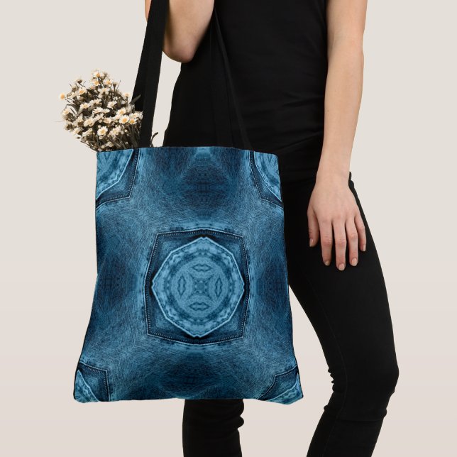 Skapa din egen Anpassningsbar Denim Blue Patch-uts Tygkasse (Närbild)