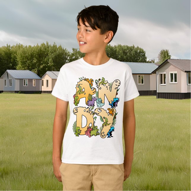 Skapa din egen Anpassningsbar Dino Alphabet Namn T Shirt (ANDY and his Dino Alphabet T-Shirt)
