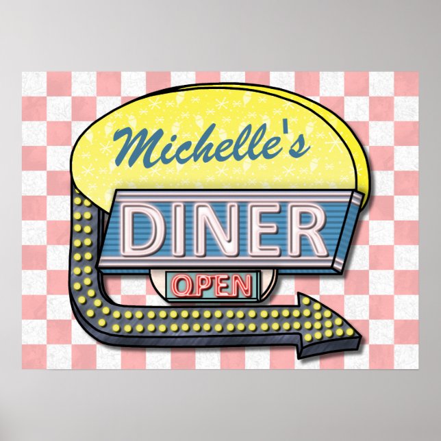 Skapa din egen Anpassningsbar Retro 50:s Middag 2 Poster (Framsidan)