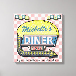 Skapa din egen Anpassningsbar Retro 50:s Middag Canvastryck
