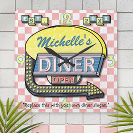 Skapa din egen Anpassningsbar Retro 50:s Middag Fyrkantig Klocka