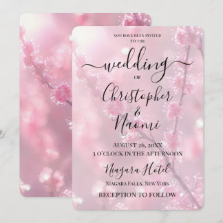 Skapa din egen Anpassningsbar Rosa Budding Grenar Inbjudningar