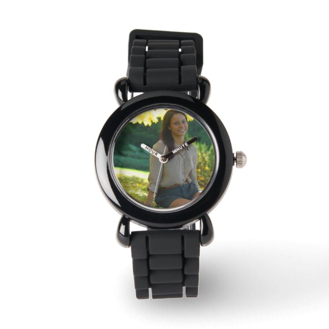 Skapa din egen Anpassningsbar Silver Glitter Watch Armbandsur (Framsida)