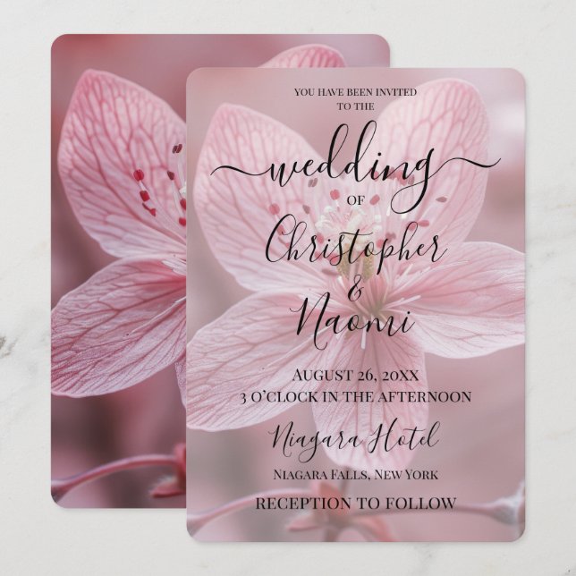 Skapa din egen Anpassningsbar Söt Rosa Flower Clos Inbjudningar (Fram/baksida)