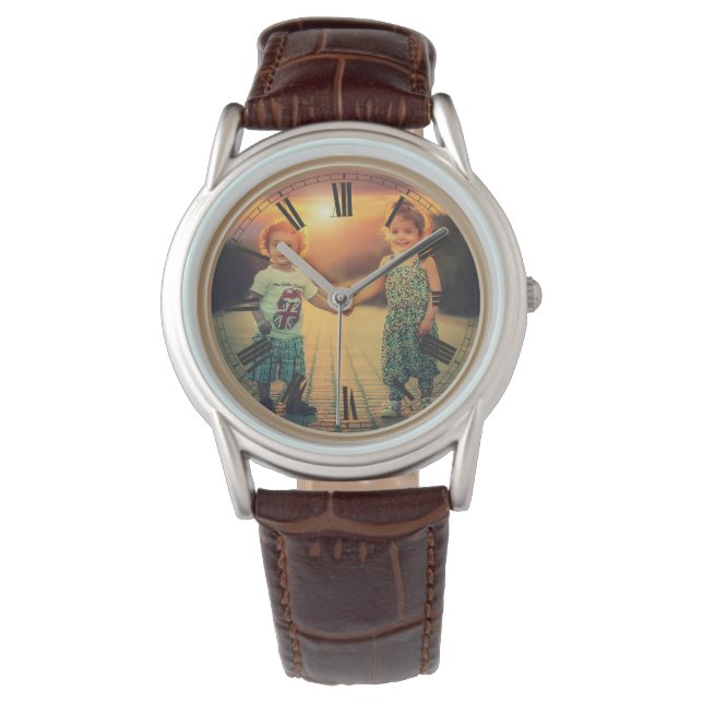 Skapa din egen Anpassningsbars fotofamiljenätkeepi Armbandsur (Framsida)