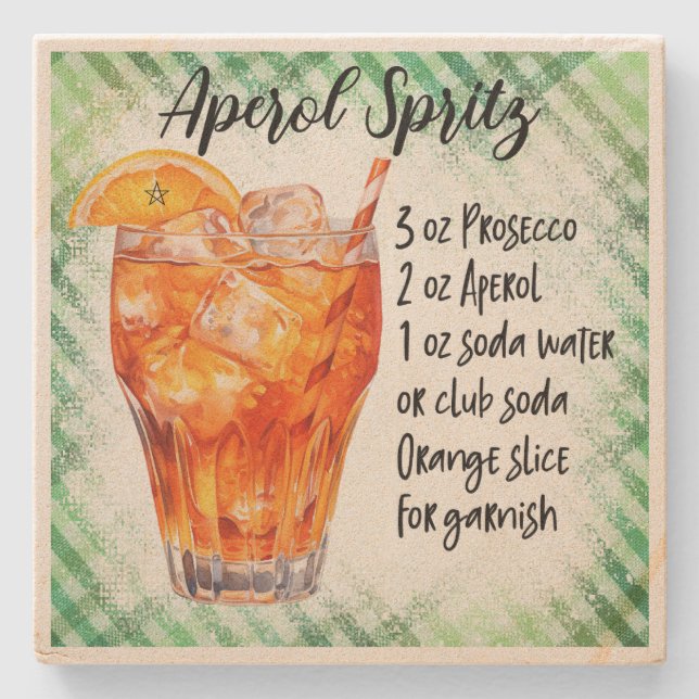 Skapa din egen Aperol Spritz Cocktailrecept Stenunderlägg (Framsidan)