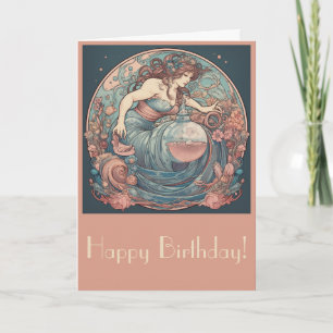 Skapa din egen Art nouveau Aquarius Zodiac Helgkort