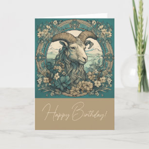 Skapa din egen Art nouveau Capricorn Zodiac Helgkort