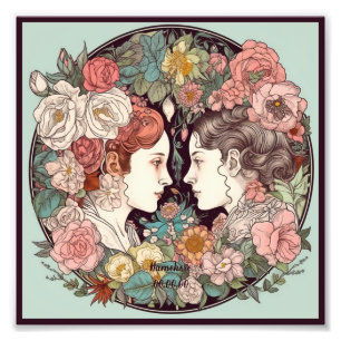 Skapa din egen Art nouveau Gemini Zodiac Fototryck