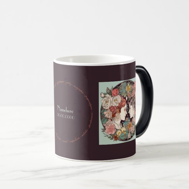 Skapa din egen Art nouveau Gemini Zodiac Magisk Mugg (Framsida höger)