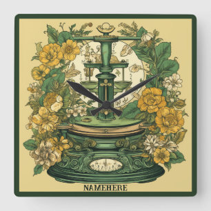 Skapa din egen Art nouveau Libra Zodiac Fyrkantig Klocka