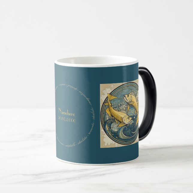 Skapa din egen Art nouveau Pisces Zodiac Magisk Mugg (Framsida höger)