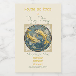 Skapa din egen Art nouveau Pisces Zodiac Vinetikett