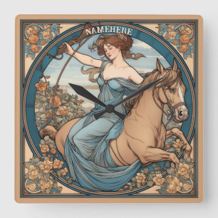 Skapa din egen Art nouveau Sagittarius Fyrkantig Klocka