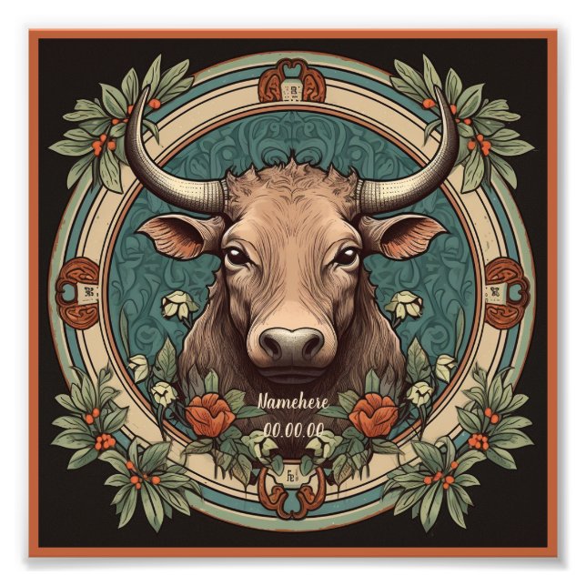 Skapa din egen Art nouveau Taurus Zodiac Fototryck (Framsidan)