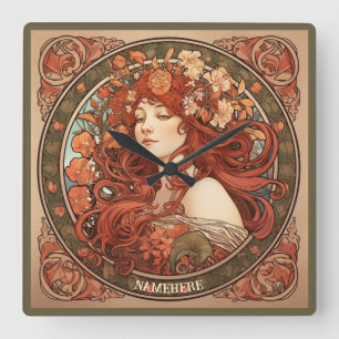 Skapa din egen Art nouveau Våg Zodiac Fyrkantig Klocka