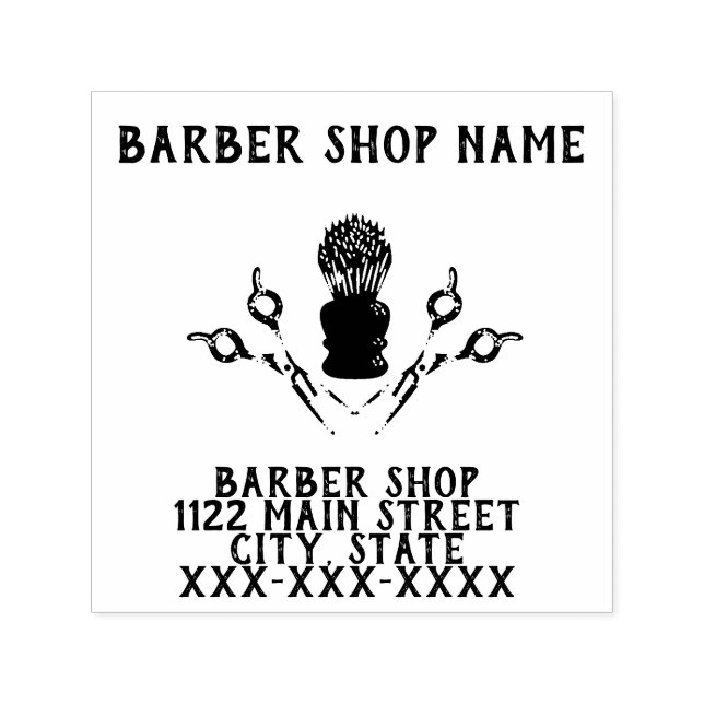 Skapa din egen Barbershop Business Logotyp Självfärgande Stämpel (Design)