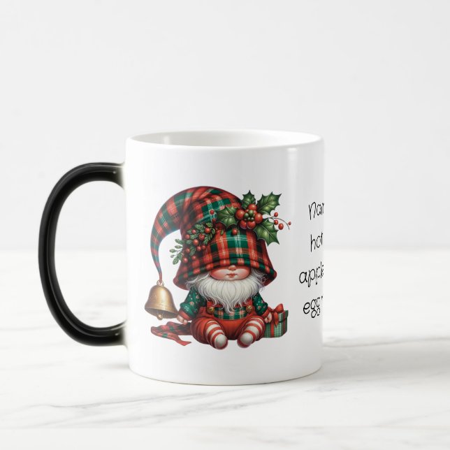 Skapa Din Egen Bedårande Blyg Jul Plaid Tomte Magisk Mugg (Vänster)