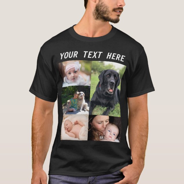 Skapa din egen bild Collage Photo Family T Shirt (Framsida)
