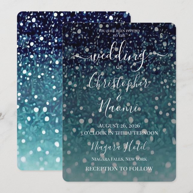 Skapa Din Egen Blå Målad Glitter Inbjudningar (Fram/baksida)