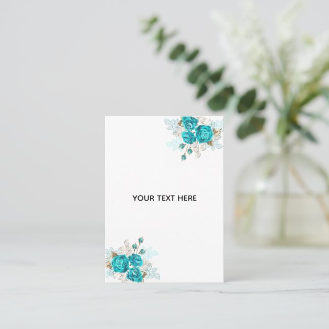 Skapa Din Egen Blå Ros Elegant Visitkort (Stående Fram)