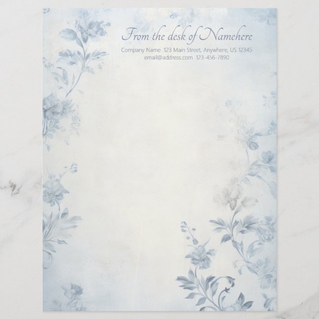 Skapa Din Egen Blå Shabby Chic Blomma Dekor Brevhuvud (Framsida)