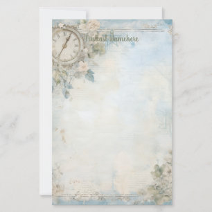 Skapa Din Egen Blå Shabby Chic Blommig Klocka Brevpapper