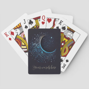 Skapa din egen blåa och Guld filigree Måne Casinokort