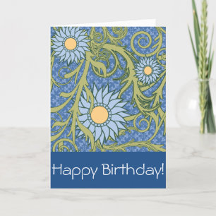 Skapa din egen blåa och Gult Blommigt födelsedag Kort