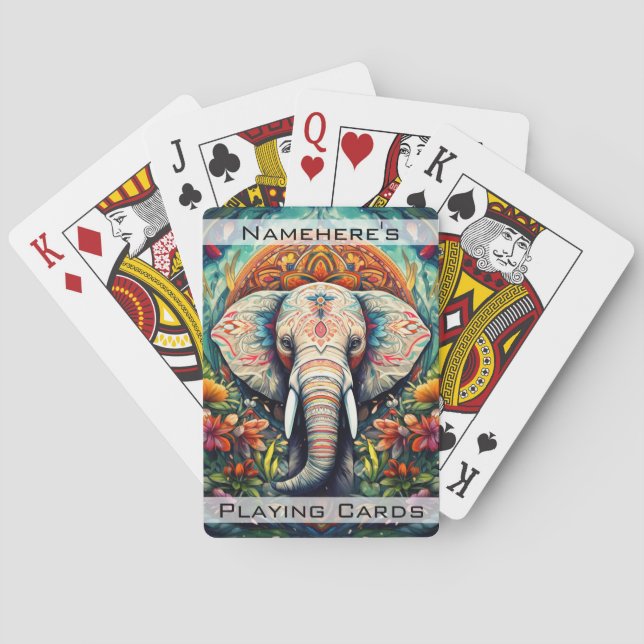 Skapa din egen Blommigt Elephant Mandala Casinokort (Baksidan)