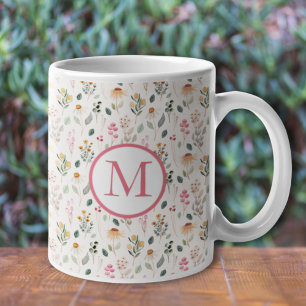 Skapa din egen Blommigt Monogram-Personlig Kaffemugg