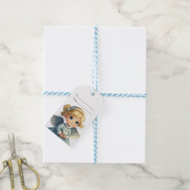 Skapa Din Egen Blond Blå Ängel Jul Presentetikett