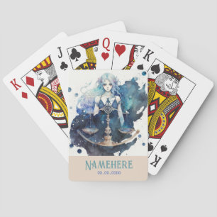 Skapa din egen Blue & Teal Libra Zodiac Casinokort