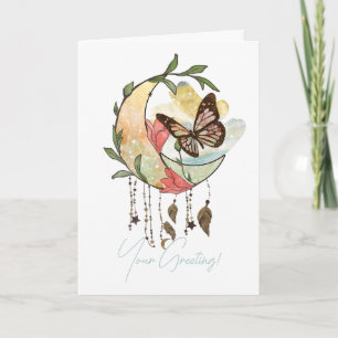 Skapa din egen Boho Butterfly Måne Dreamcatcher Helgkort