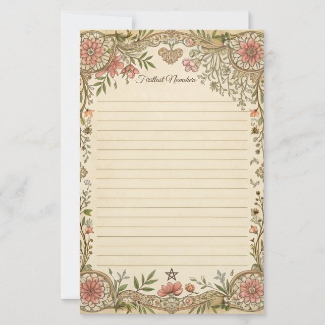 Skapa din egen Boho Coral Blommig Deco Notepapper Brevpapper (Framsida)
