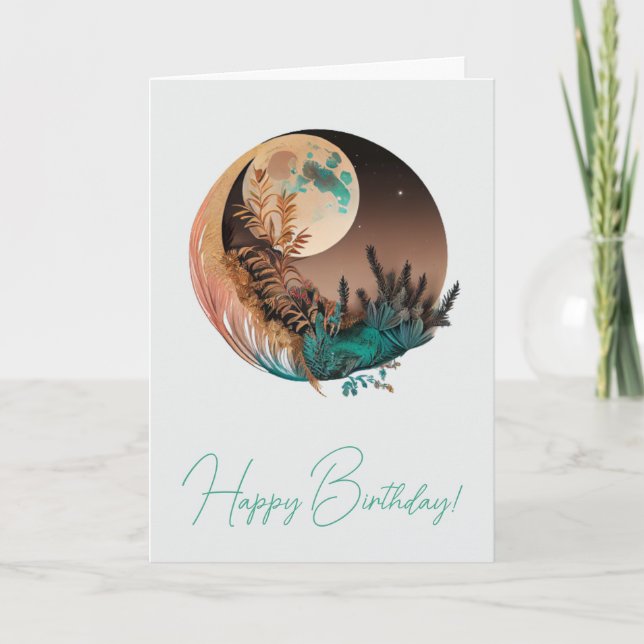 Skapa din egen Boho Full Moon Himmel Scape Helgkort (Framsida)