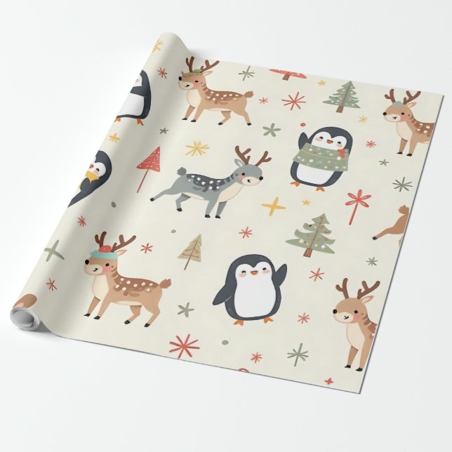 Skapa din egen Boho-jul Kawaii-djur Presentpapper (Utrullad)