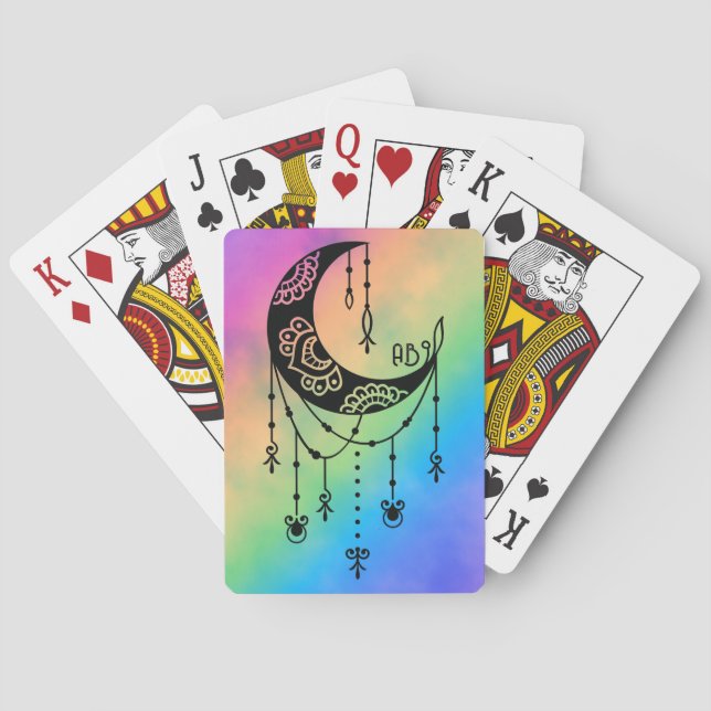 Skapa din egen Boho Magic Måne Silhouette Casinokort (Baksidan)