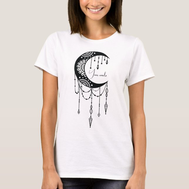 Skapa Din Egen Boho Mandala Mån Siluett T Shirt (Framsida)