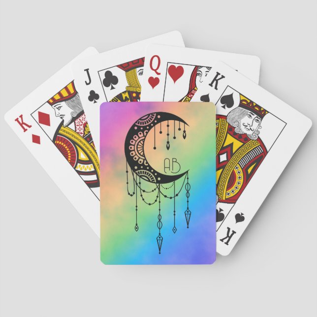 Skapa din egen Boho Mandala Måne Silhouette Casinokort (Baksidan)
