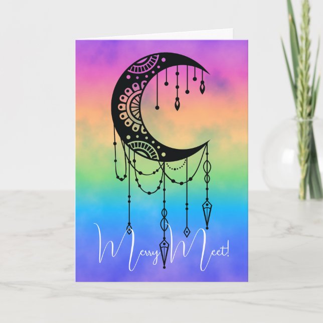 Skapa din egen Boho Mandala Måne Silhouette Kort (Framsida)