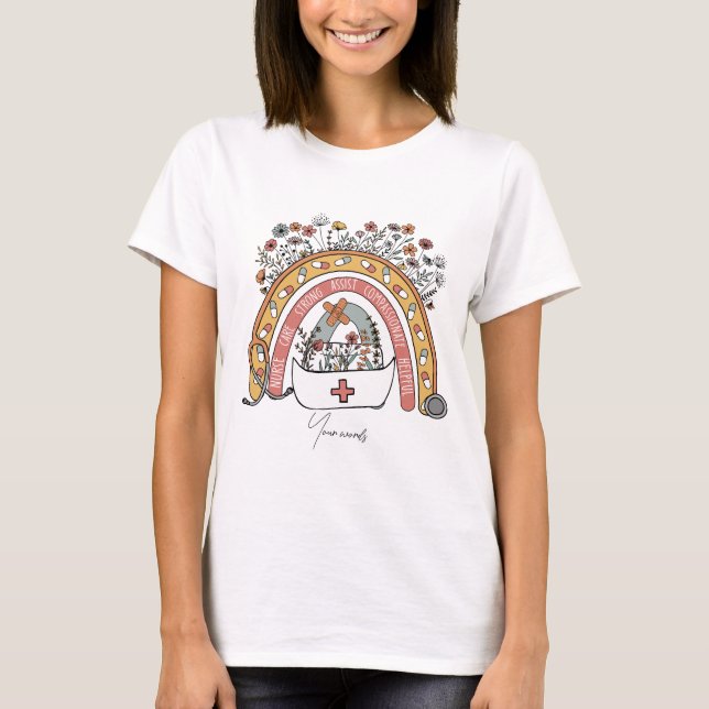 Skapa din egen Boho Nurse Rainbow T Shirt (Framsida)