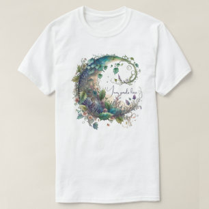 Skapa din egen Boho Vildblomma Murgröna Måne T Shirt