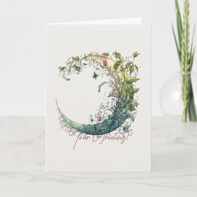 Skapa din egen Boho Wildblomma Ivy Måne Helgkort (Framsida)
